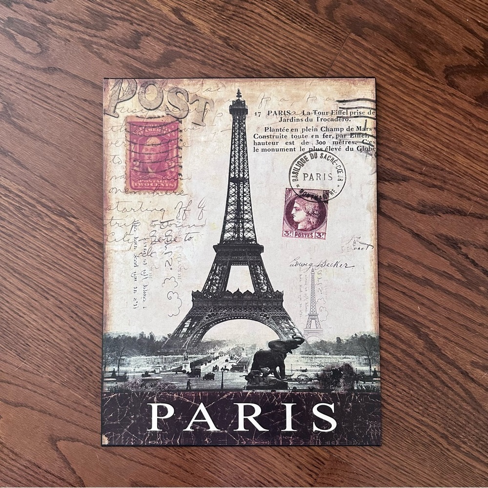 Paris Eiffel Tower decorative metal plaque French France retro Europe wall decor